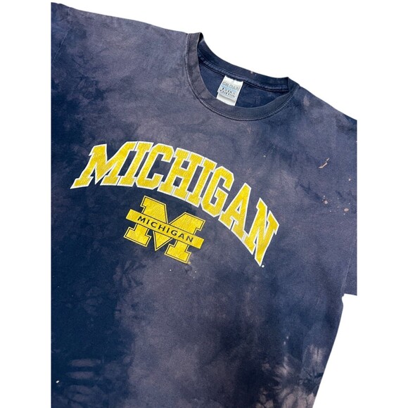Vintage Y2K Gildan T-Shirt University of Michigan Tie-Dye Bleached College Sz XL - Picture 4 of 8